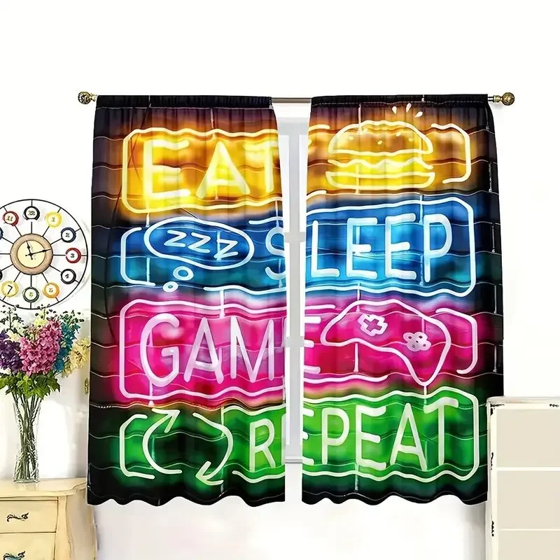 Christmas decoration game controller pattern printed curtains, home decoration, room decoration