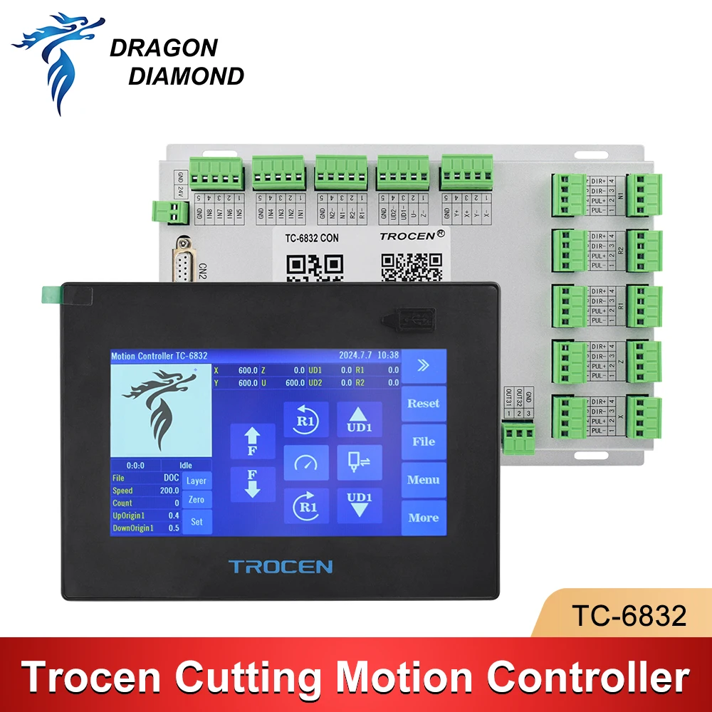 

Trocen Vibrating Knife Cutting Motion Controller TC-6832 Easy to Operate 7inch Touch Screen for CNC Vibrating Knife