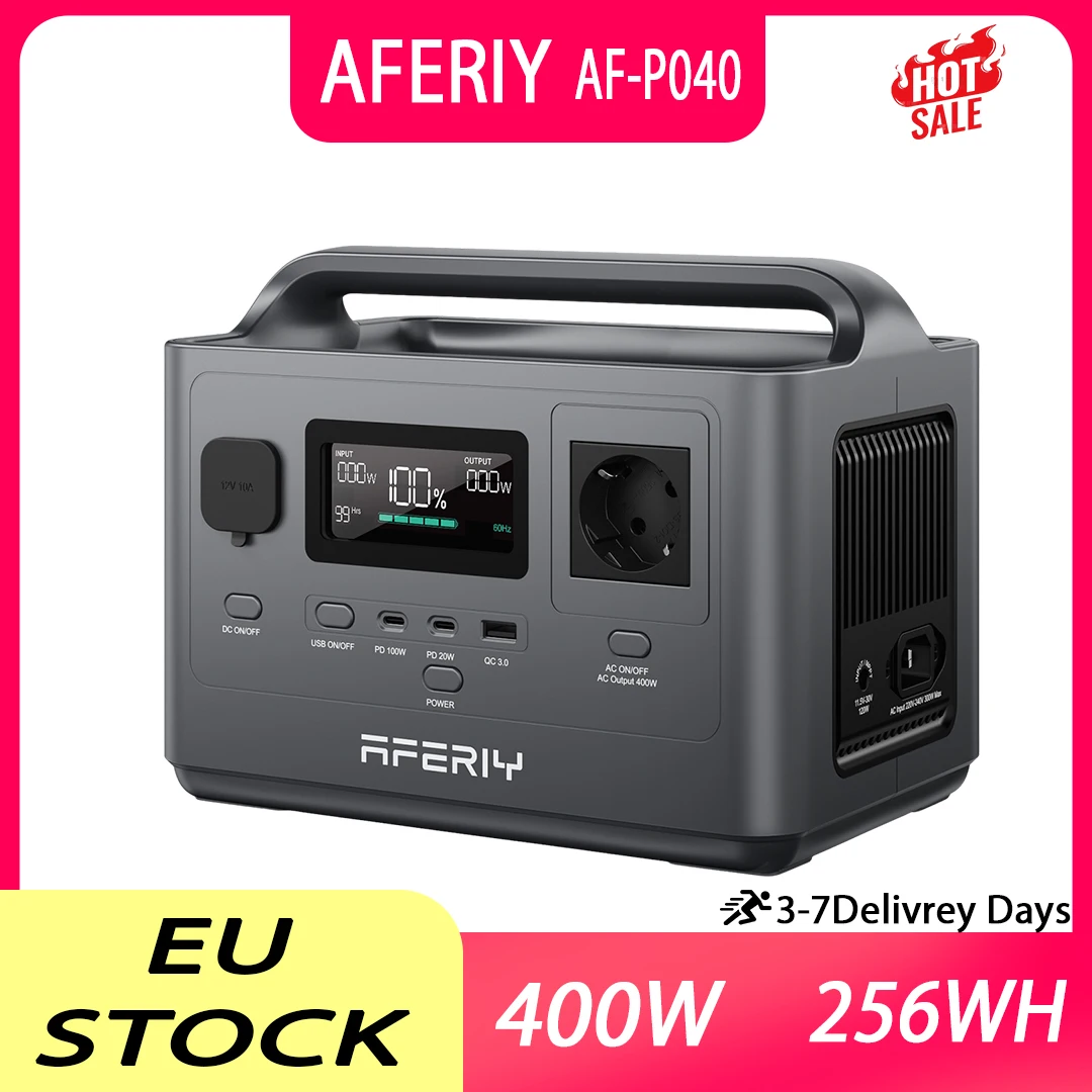 Alimentation électrique de secours AFERIY P040, batterie lithium 400W 256Wh, alimentation mobile pour extérieur et maison
