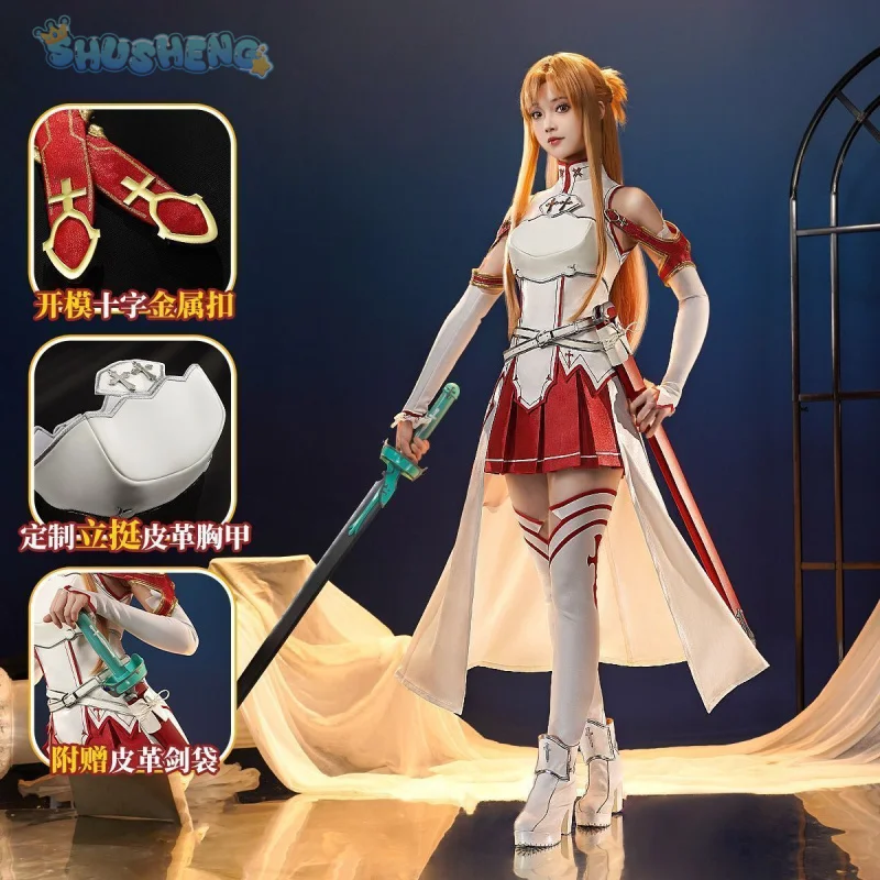 

Yuuki Asuna Cosplay Anime Sword Art Online Yūki Asuna Cosplay Costume Woman Roleplay Halloween Uniforms Sets Wig Shoes Dress