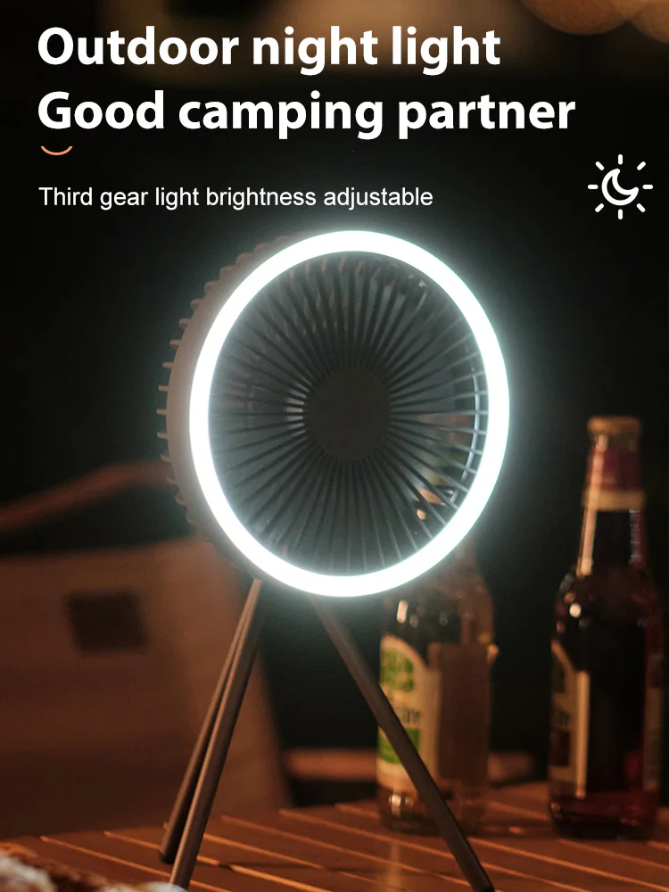 Imagem -04 - Ventilador Elétrico de Teto sem Fio com Iluminação Led Tripé Recarregável Portátil Recarregável Desktop Circulador Power Bank Camping 10000mah