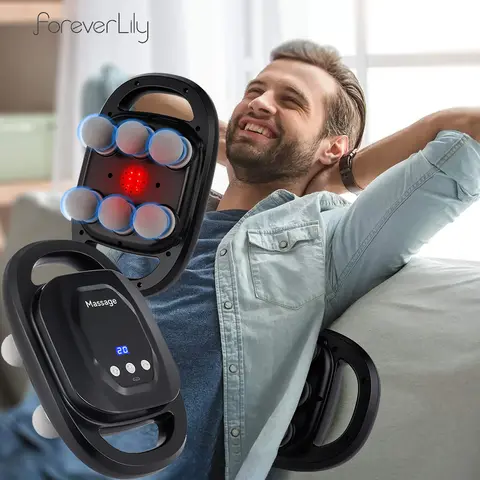 근막 총 6 헤드 깊은 고주파 진동 14mm 무선 허리 및 등 마사지 기계 신체 이완 어깨 송아지 마사지