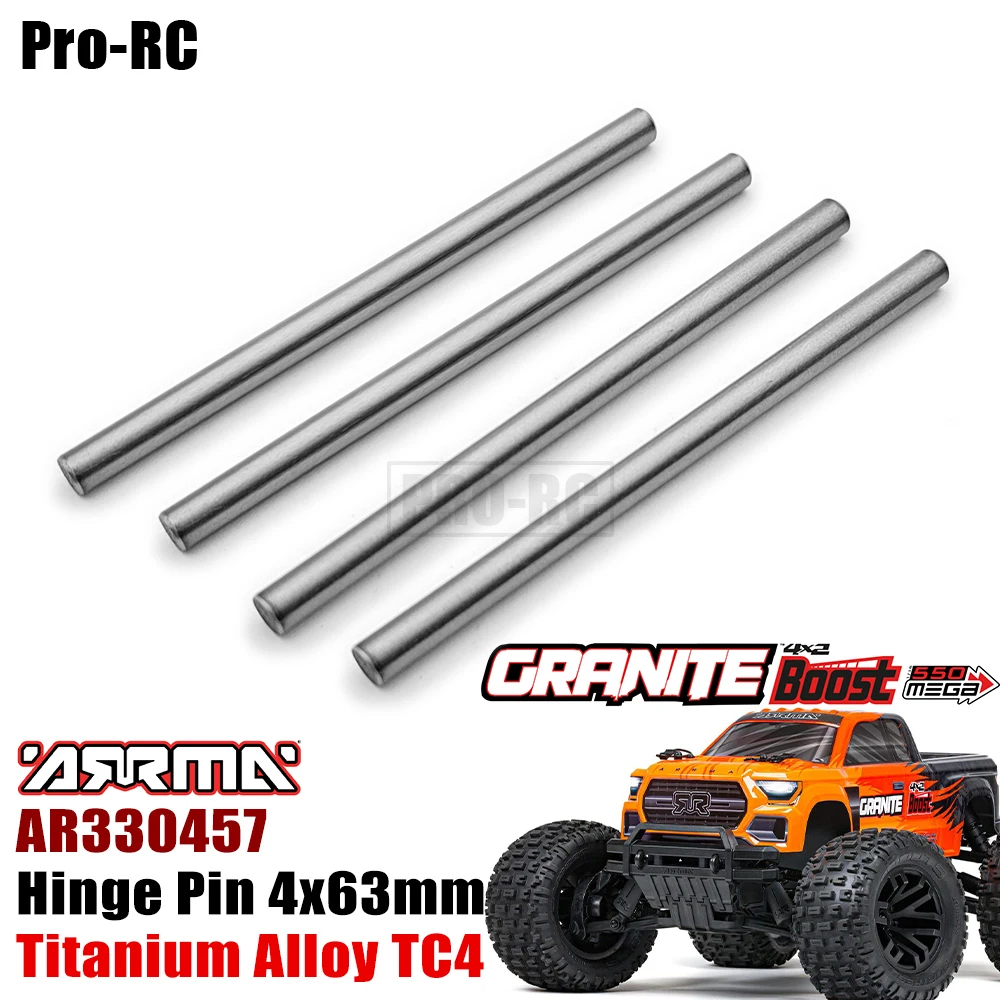 4Pcs AR330457 4x63mm Hinge Pin Titanium TC4 For Arrma 1/10 GRANITE 4X2 BOOST MEGA 550 BRUSHED MONSTER TRUCK Rc Parts