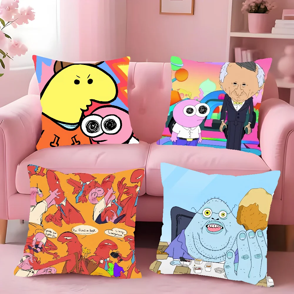 CARTOON S-Smiling Friends Pillow Case Cover  Square Sofa with Pillow Case for Home Use