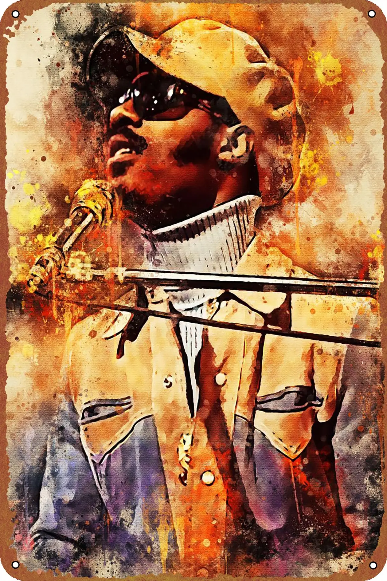 Stevie Wonder Music Poster Metal Tin Sign Retro Wall Signs for Home Cafe Bar Pub Wall Decor 8x12 inch