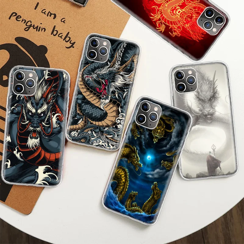 Legendary Dragon Case for iPhone 12 13 Mini 14 Plus 15 16 Pro Max 11 X XS Max Clear TPU Protective Phone Cover Coque Cl