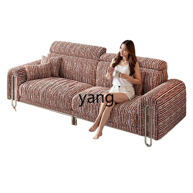 

Lmm linen metal tripod fabric sofa living room straight three-person small apartment