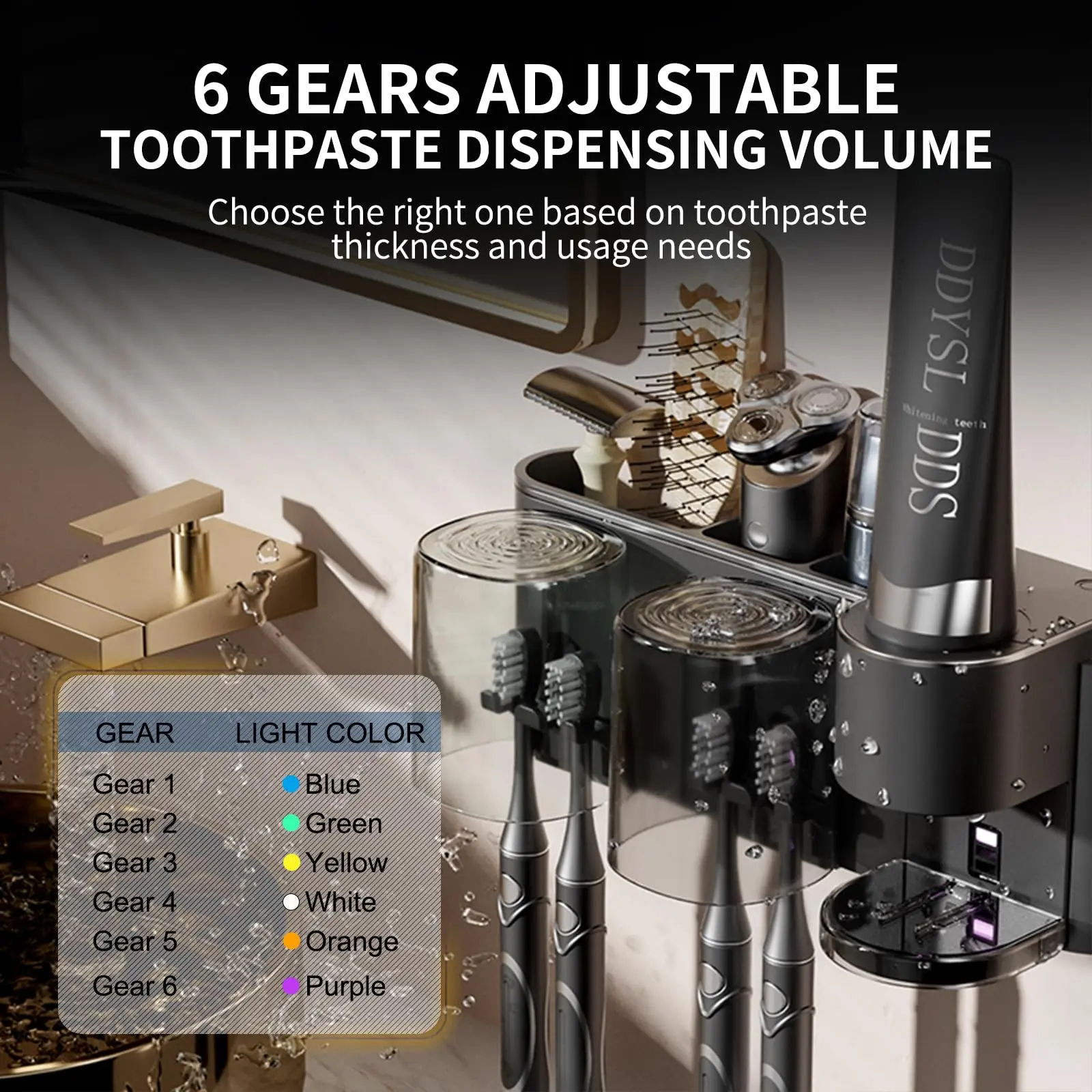 Automatic Toothpaste Dispenser with 2 Cups Wall Mounted Toothbrush Holders ElectricToothpaste Squeezer Touchless for Bathroom