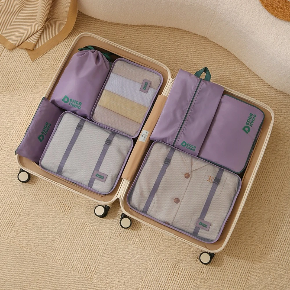 7Pcs Colorful Travel Storage Bag Travel Packing Cubes Waterproof Luggage Storage Bags Portable Travel Bedroom Organizer