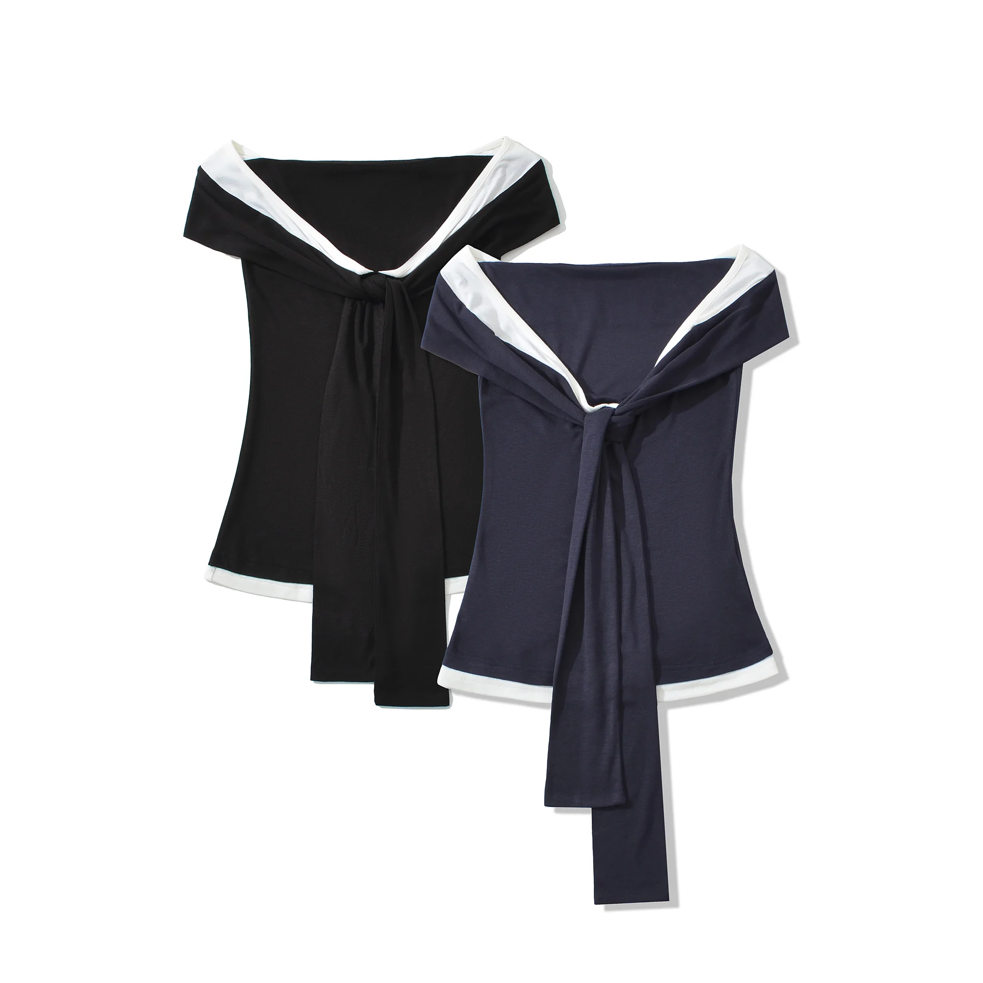 Slim Fit ort oulder T-irt Women's Summer Hot Girl Design Sense Color Blo ort Top Commute Sle Other Material Sve