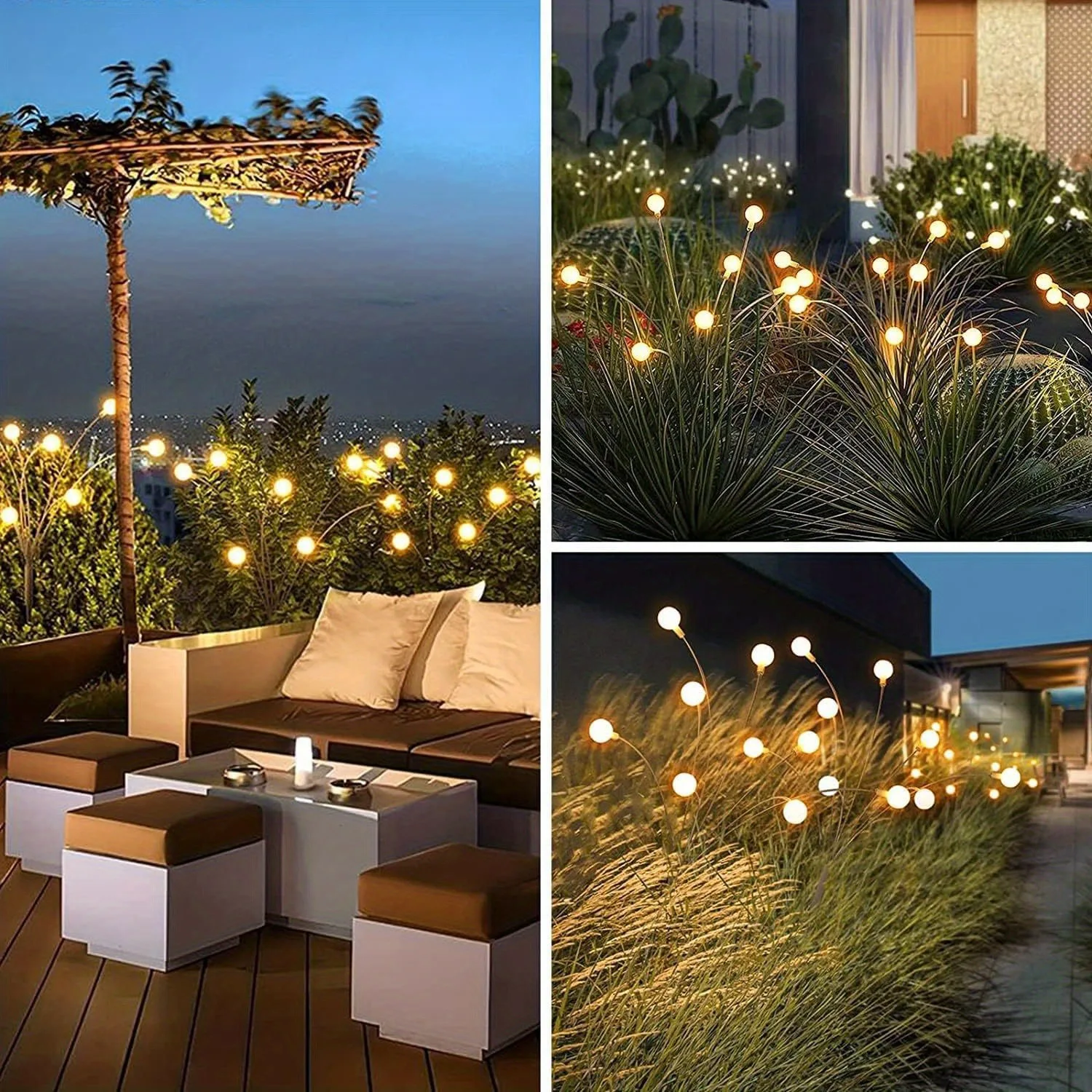 Lampada da giardino solare per esterni Firefly - Tipo di presa a terra a LED azionato dal vento per luci da giardino, prato, paesaggio, decorazioni natalizie