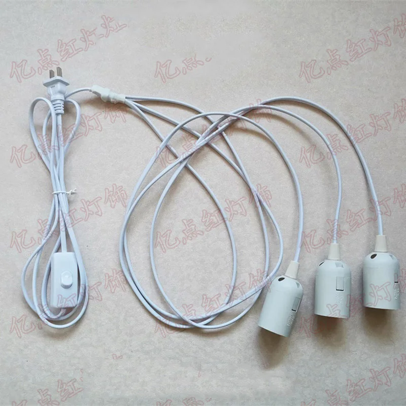 E27 قاعدة المسمار مع سلك قابس طاقة المقبس حامل مع زر التبديل E26 قاعدة متعددة LED مقبس الإضاءة التوصيل 1 إلى 5 موصل #6