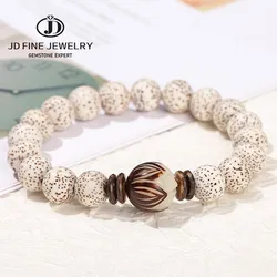 JD Natural Star Moon Bodhi Lotus Carved Bracelets Women Men Xingyue Bodhisattva Buddha Bead Hangstring Yoga Meditatioon Jewelry