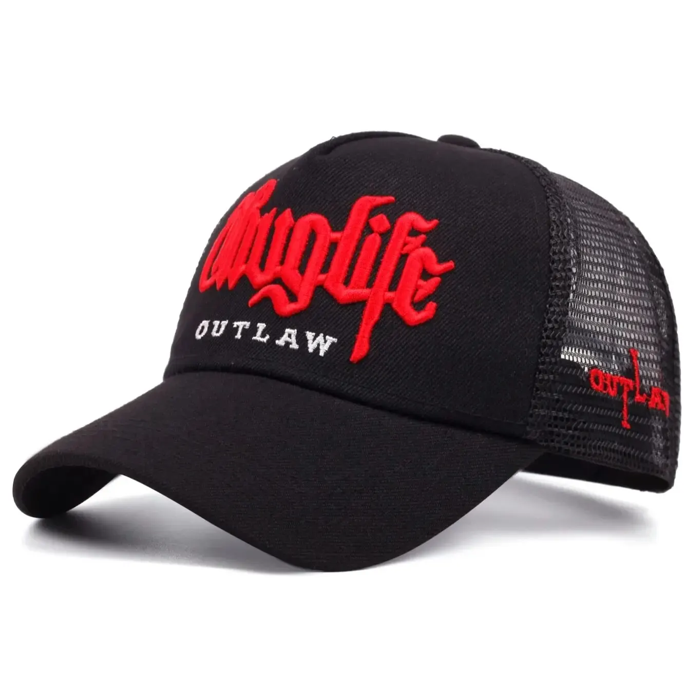 2024 New Gothic Thug Life Letter Embroidered Men\'s Unisex Style Curved Eaves Adjustable Buckle Baseball Hat Adjustable