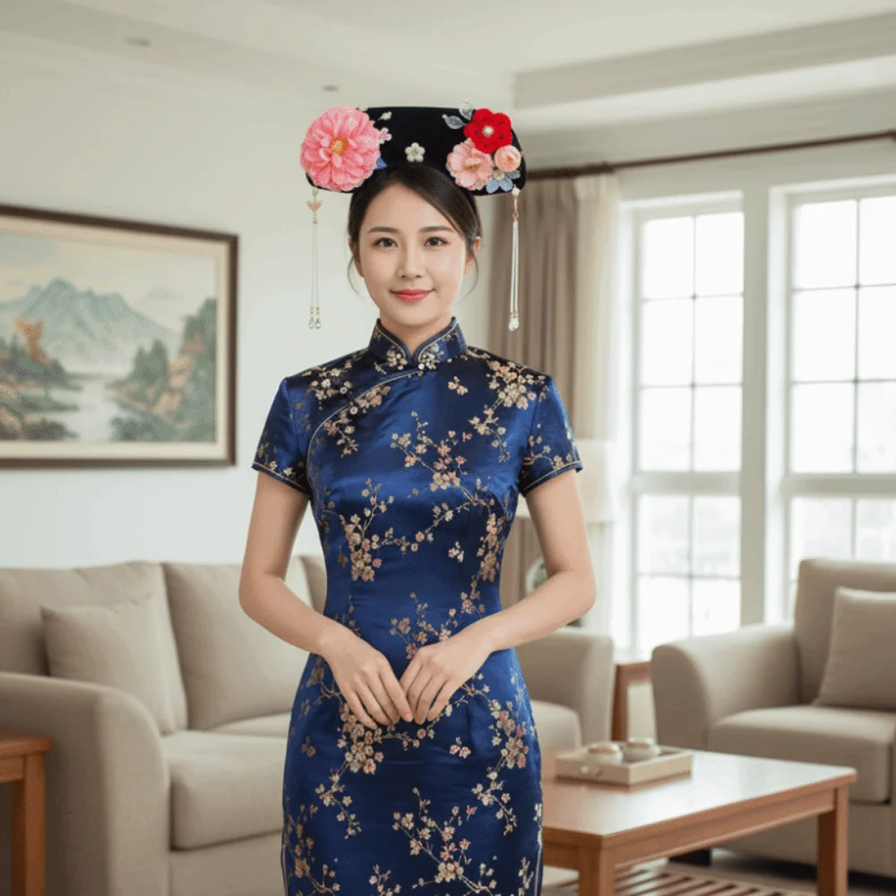 

Decorative Chinese Royal Style Flower Headwear Non-slip Traditional Hanfu Headband with Tassel Pearl Headband Traditional Events