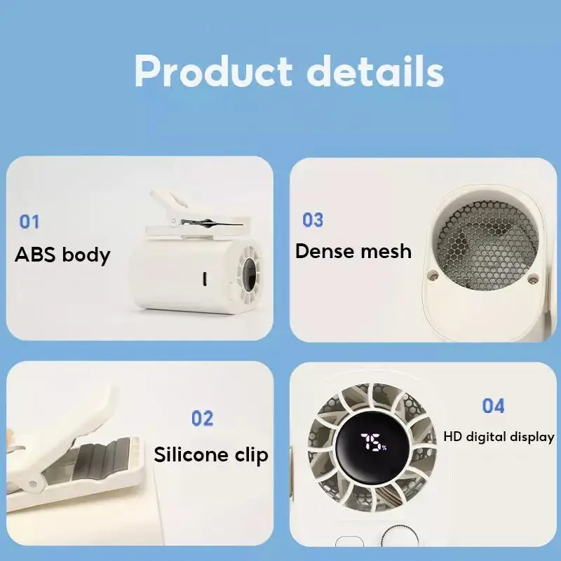 SEAMETAL Clip-On Car Fan 360° Rotatable 100-Speed Multi-Scene Portable Fan Long Service Life Lightweight USB Rechargeable image 5