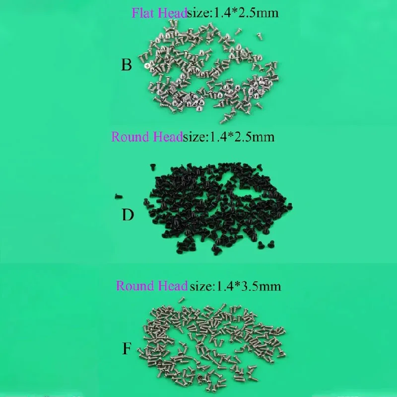 Cell Phone Screws M1.4 * 2 /1.4*2.5/1.4*3/1.4*3.5mm Micro Screws Repair Micro Miniblack Cross head Mobile notebook for Android