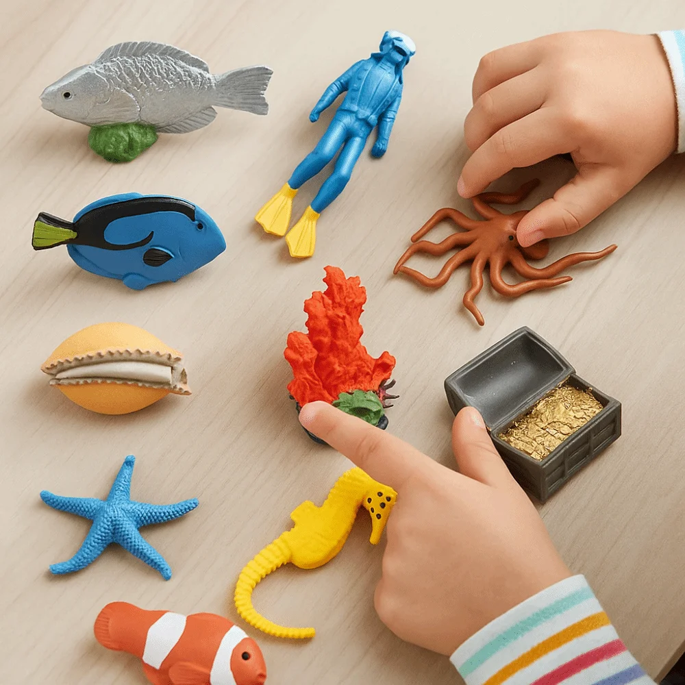 

11pcs PVC Simulated Fish Tank Decorations Octopus Starfish Lifelike Fish Figurine Handmad Crafts Ocean Animals Ornaments