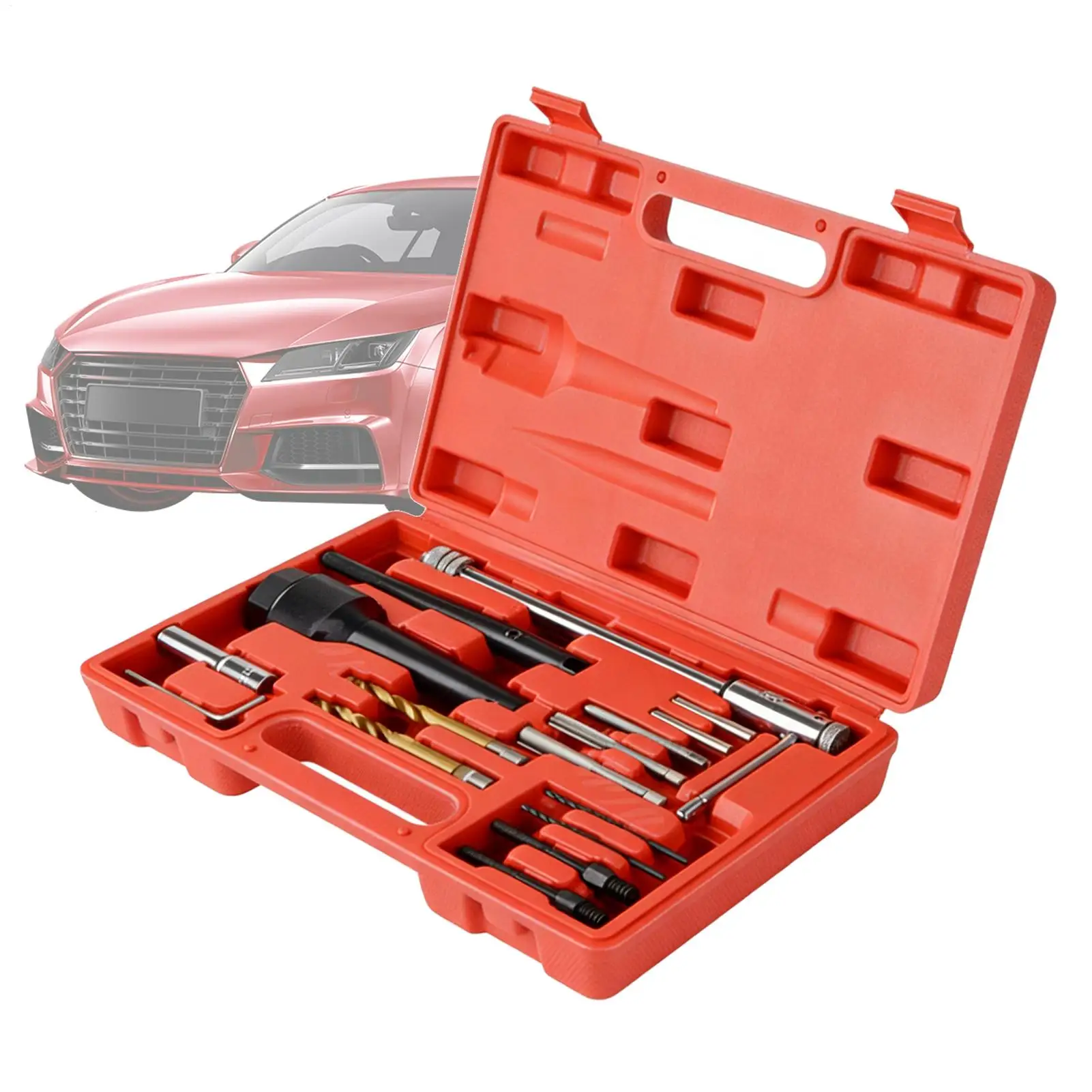 16-Piece M8 M10 Engine Plug Socket Set with Case Damaged Plug Extractor Tool for Professionals Mechanics Home Garage Workshop