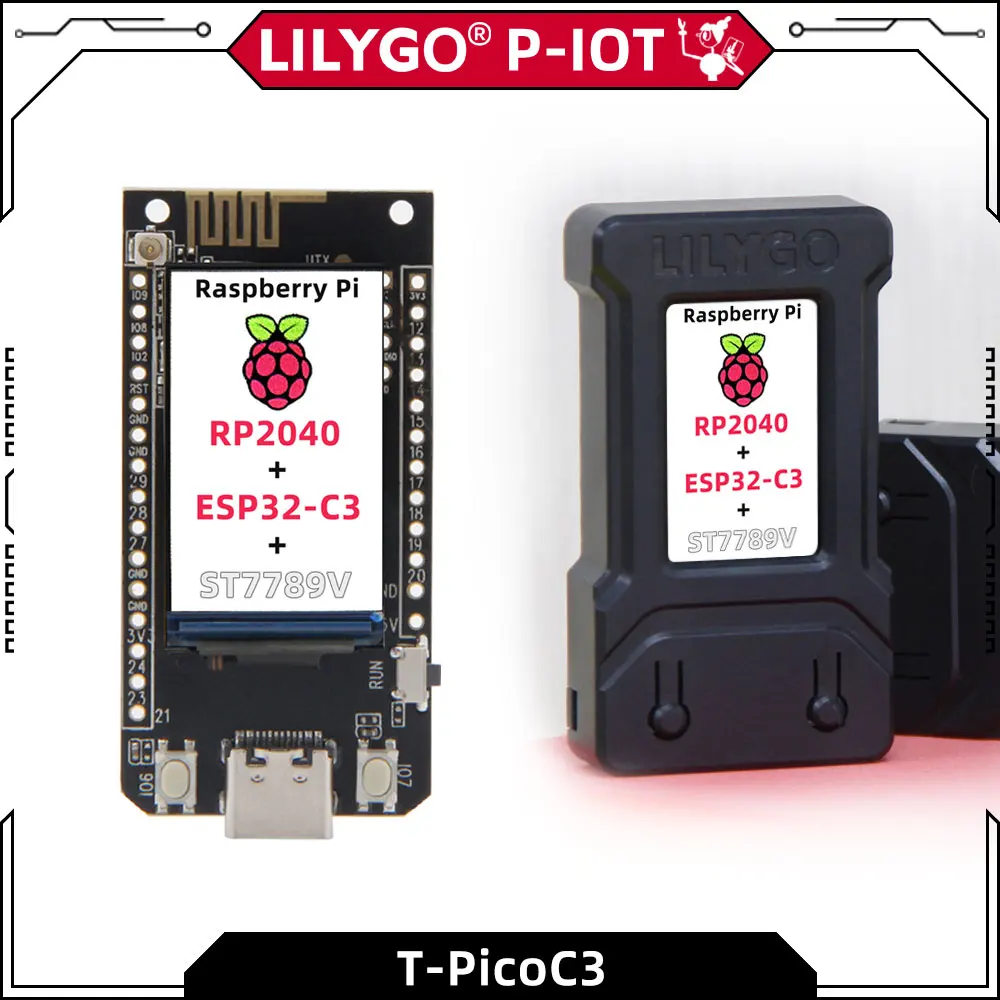 LILYGO®T-PicoC3 ESP32-C3 RP2040 bezprzewodowa WIFI Bluetooth płyta modułowa dewelopera podwójny MCU 1.14 Cal ST7789V wyświetlacz dla Arduino