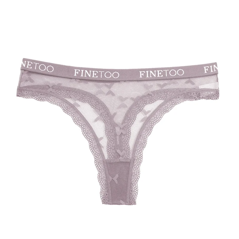 FINETOO Frauen Sexy Spitze Low-Rise Thongs Brief Taille Transparent G-String Damen Nahtlose Dessous Aushöhlen Perspektive T-Back