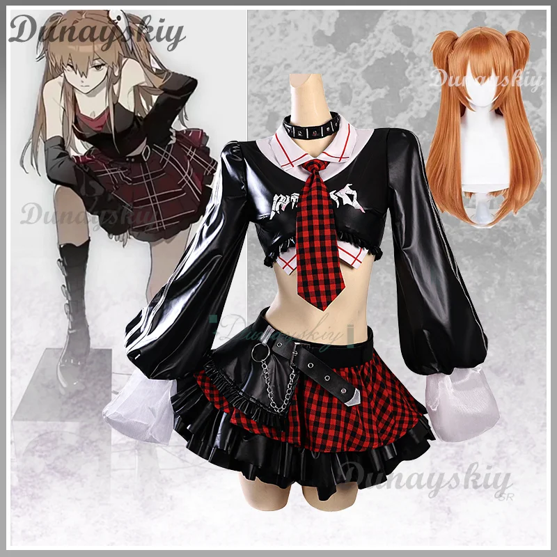 

Набор рок-группы Asuka для косплея, короткая куртка, мини-юбка в клетку, парик, сексуальные женские карнавальные костюмы на Хэллоуин