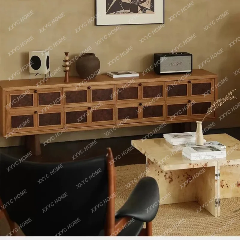 XXFactory Direct Chinese Ancient Style Living Room Household Solid Wood TV Cabinet Tumor Bark Small Unit Audio-visual Cabinet