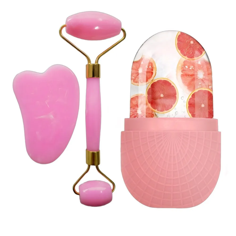 

3Pcs Silicone Ice Face Roller Set Face Lifting Cooling And Firming Ice Mold Face Massager Heart-shaped Scraping TooL Skin Care