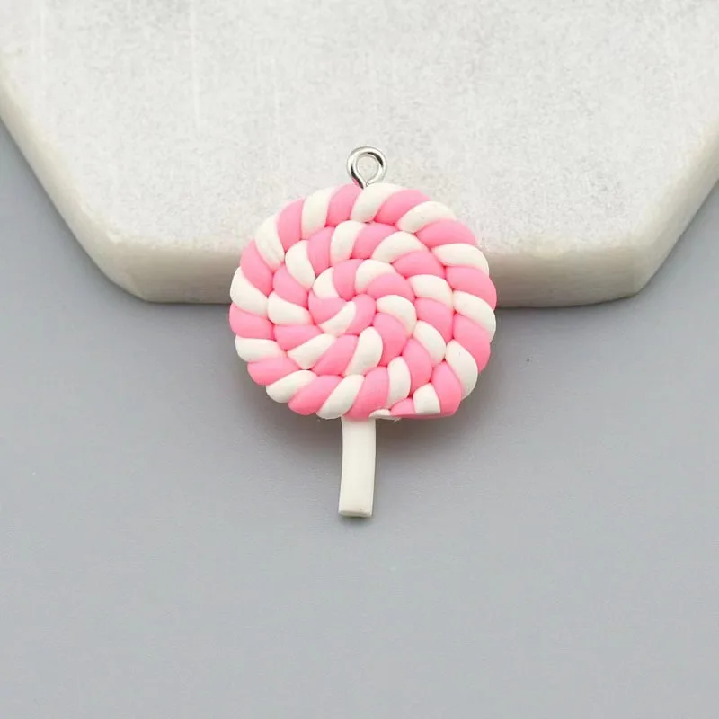 1/2PCS Große Simulieren Ton Lolipop Nette Plastilin Süßigkeiten Flache Rückseite für Kinder DIY Telefon Dekoration Schreibtisch Dekoration fee Garten – Detail 18
