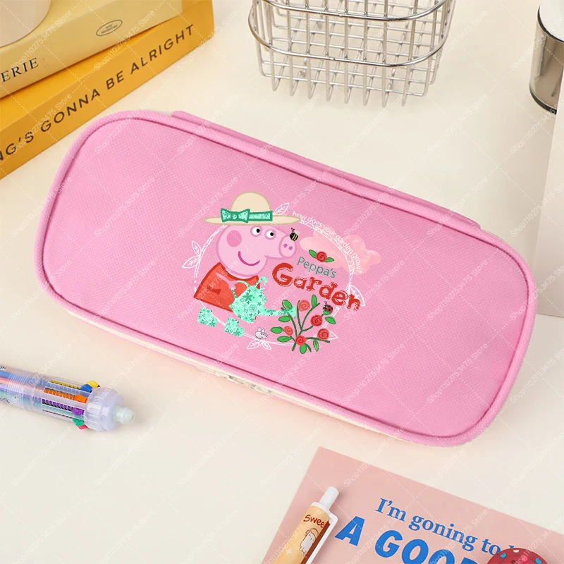 Estojo de Canetas Estampado de Anime para Estudantes, Bolsa de Lápis Fofa de Desenho Animado Peppa Pig para Meninas, Estojo de Papelaria Kawaii, Bolsa de Armazenamento de Material Escolar, Presente 2026