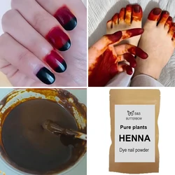 Natural Plant Henna Powder Nail Beauty Nail Dyeing Wine Red Black Gloss With Tools Nail Art Accessories For Men Women 20g