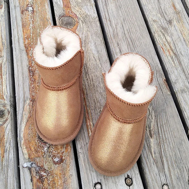 BeckyWalk 2024 New Winter Girls Boys bambini stivali da neve Warm Baby Toddler Boots scarpe per bambini in vera pelle antiscivolo CSH733