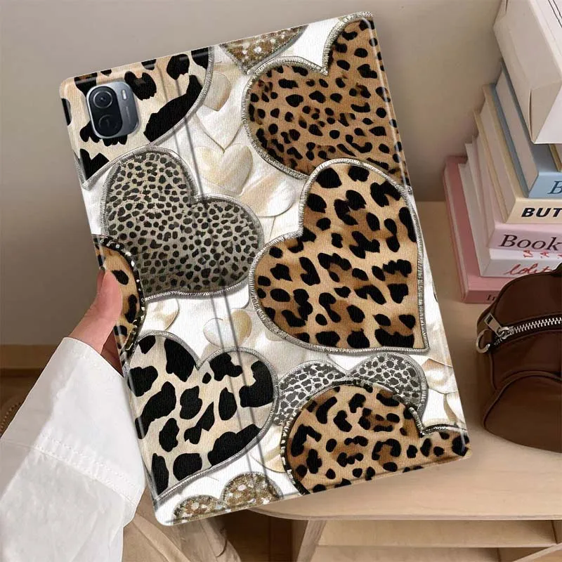 

Художественный чехол с леопардовым принтом в форме сердца для Xiaomi Redmi Mi Pad 8 7 6 5 4 2 SE K 12,4 11,2 12,1 11 8,8 Pro Max Ultra Inch Tablet Case