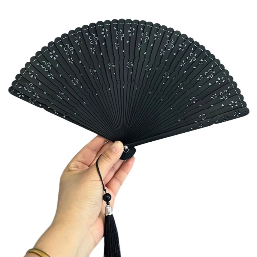 Sakura Folding Bamboo Fan Solid Color Portable Elegant Handheld Fans Classical Exquisite Women's Folding Fan Wedding Party Decor
