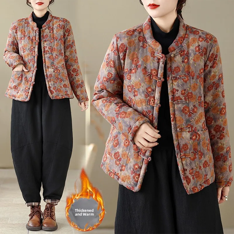 

Женская зимняя верхняя одежда Thiened Cotton Jaet Mommy's Sle Long Sve, прямой крой, обычная длина, застежка на одной пуговице