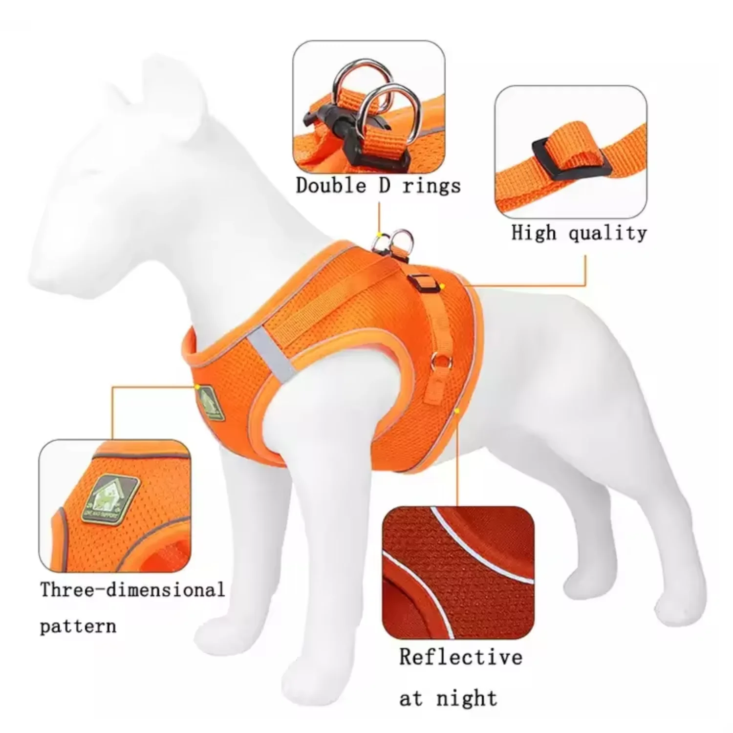 Amaz Seller Dog Adjustable Harness Vest Walking Lead Leash For Puppy Dogs Collar Polyester Mesh Dog Harness