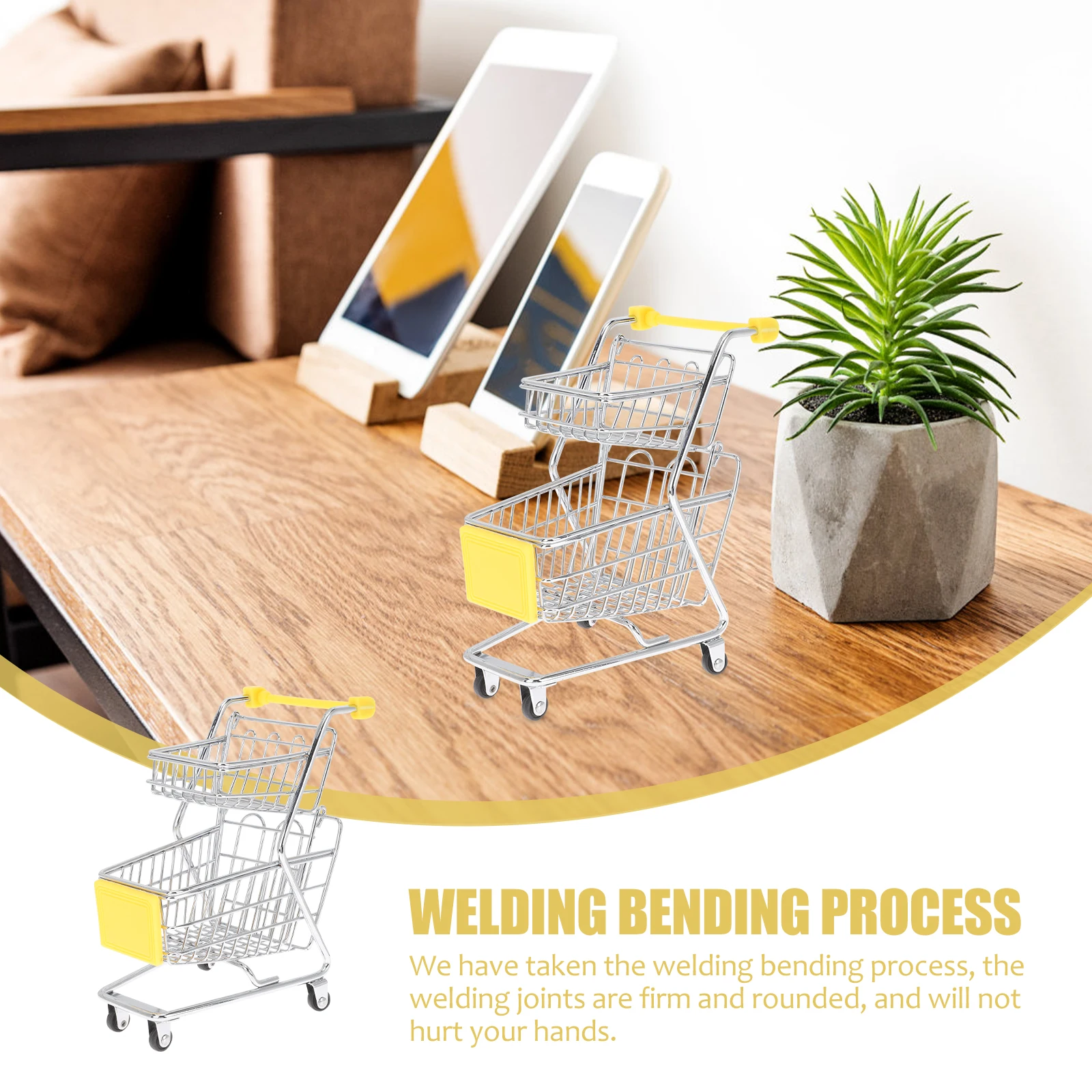 Keranjang Belanja Mini Desktop Supermarket Handcart Tempat Penyimpanan Kecil Dekorasi Kantor Model Keranjang Belanja Kecil