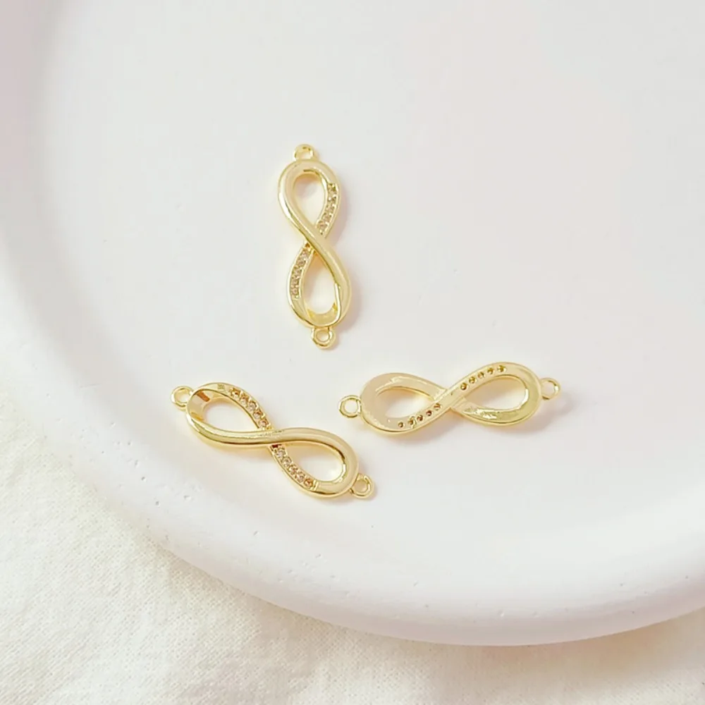 إكسسوار قلادة مزدوجة مستديرة مطلية بالذهب عيار 14 قيراط ومرصعة بالزركونيوم على شكل قلب 8 أشكال، تم توصيلها يدويًا بنفسك #3