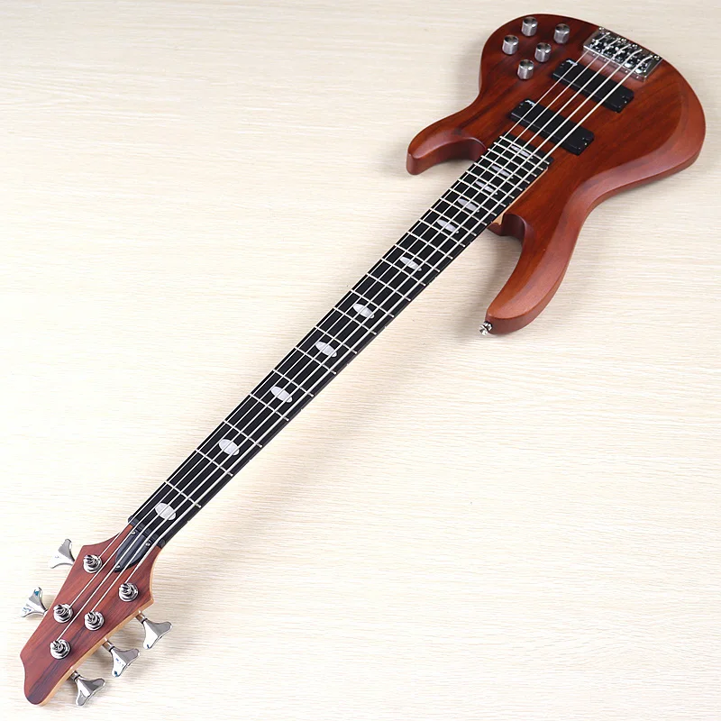 Attivo 5 corde basso elettrico 43 pollici Zebrawood Top Solid Okoume Wood Body Bass Guitar