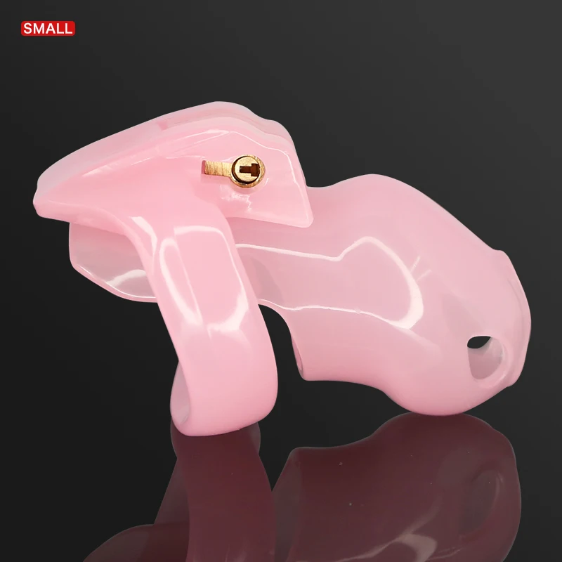 Pink Plastic Chastity Device with 4 Size Penis Rings Penis Cage Male Chastity Belt Cock Cage Lock Adult Games Sex Toys For Men