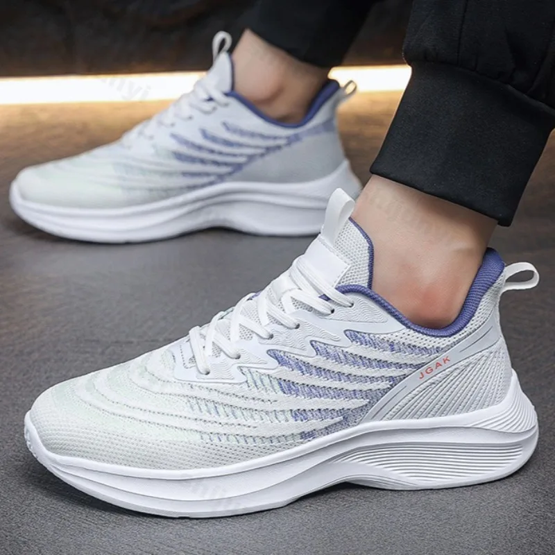 Men's Fashion Trend Soft Sole Casual Sports Shoes 2025 Autumn New Lightweight Breathable Fly Woven Shallow Mouth Chunky sneakers