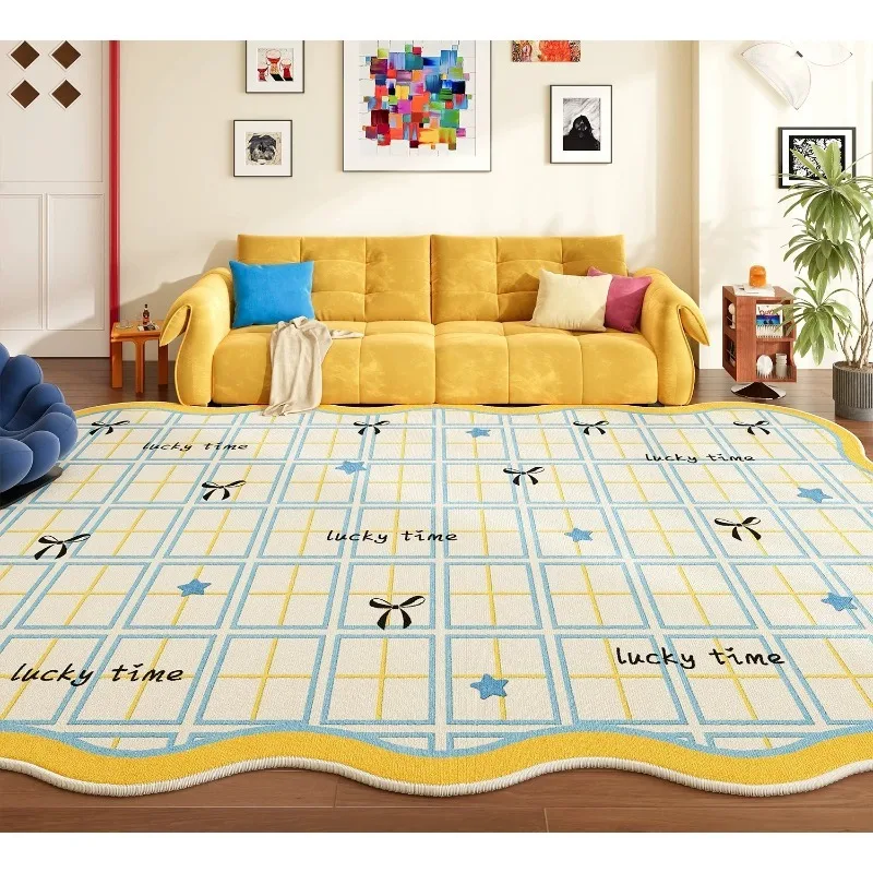 Modern Ins Color Living Room Sofa Carpet Washable Non-slip Children's Bedroom Bedside Mat Soft Easy Clean Cute Game Area Rug