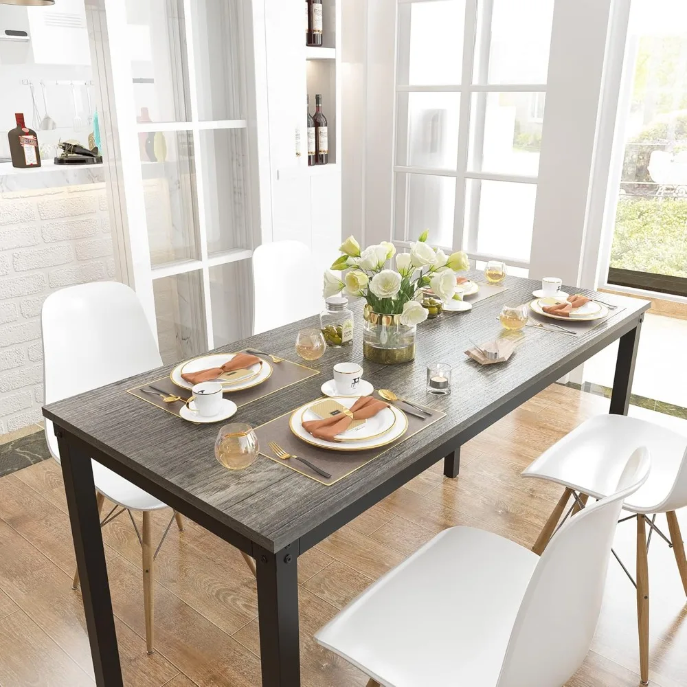 مكتب كمبيوتر/طاولة طعام مكتب مكتب محطة عمل قوية للكتابة للمكتب المنزلي (55.11، بلوط أسود) #4