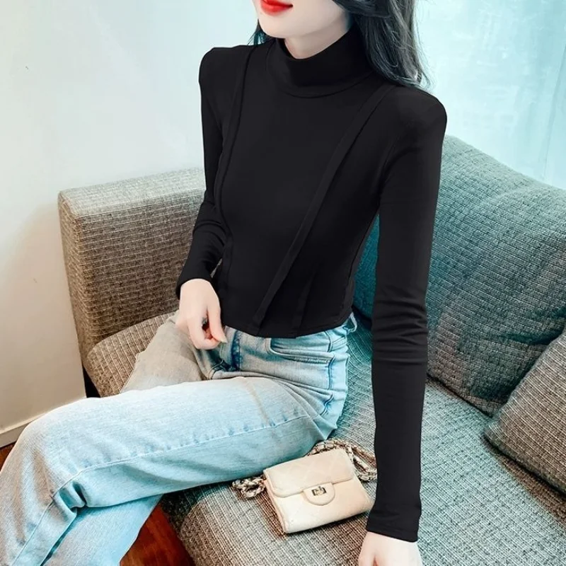 

Женская утолщенная новая модная футболка с длинными рукавами Slim Fit