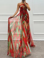 Women Summer Slim Fit Backless Maxi Dress, Holiday Sleeveless Patchwork Elegant Party Dress, 2024 Autumn High Slit Ladies Dress