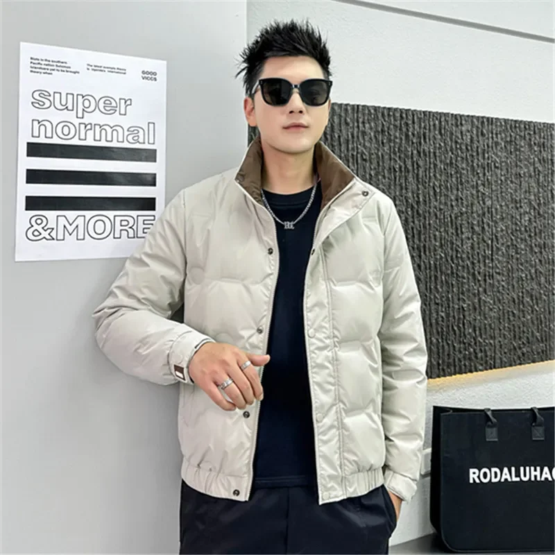 High-end Winter Down Jacket Men Clothing Trend Light Thin Warm Stand-up Collar White Duck Down Coat Jackets Windproof Outerwear