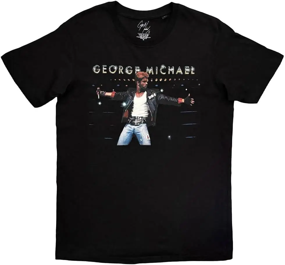 George Michael On Stage T Shirt Vintage Style Graphic T‑Shirt, Retro Tee, 100% Cotton Soft Lightweight Crew Neck Unisex Casual Short Sleeve Tops For Men Women Daily Wear