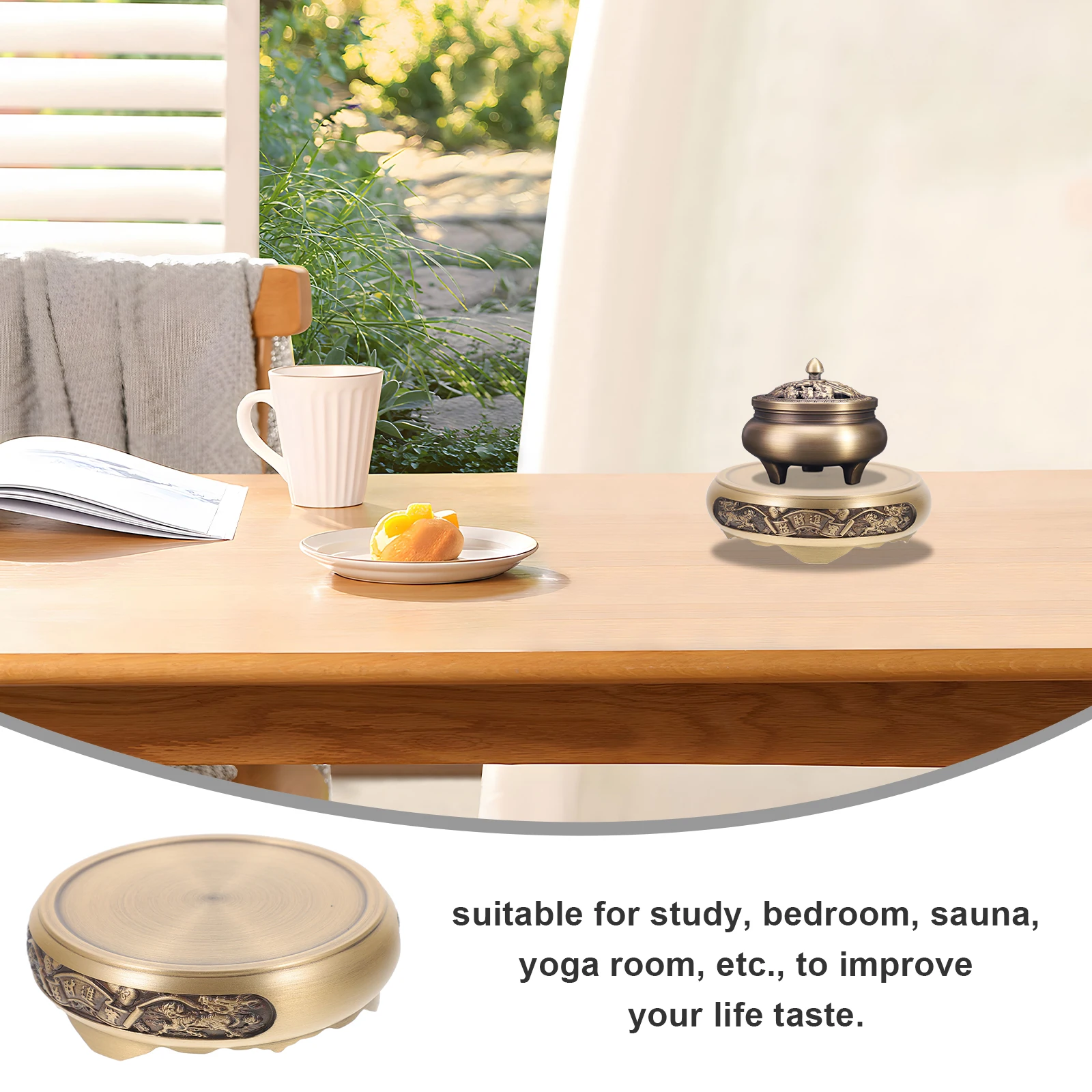 

Copper Incense Burner Base Retro Censer Stand Decorative Plate Home Vintage Ornament Artistic Display Aesthetic Accessories