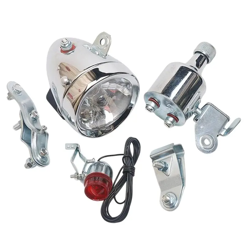 Superior-Bicycle Dynamo Lights 12V 6W Friction Generator Dynamo Headlight Tail Light Kit For Motorized Bike Headlight Tail Light