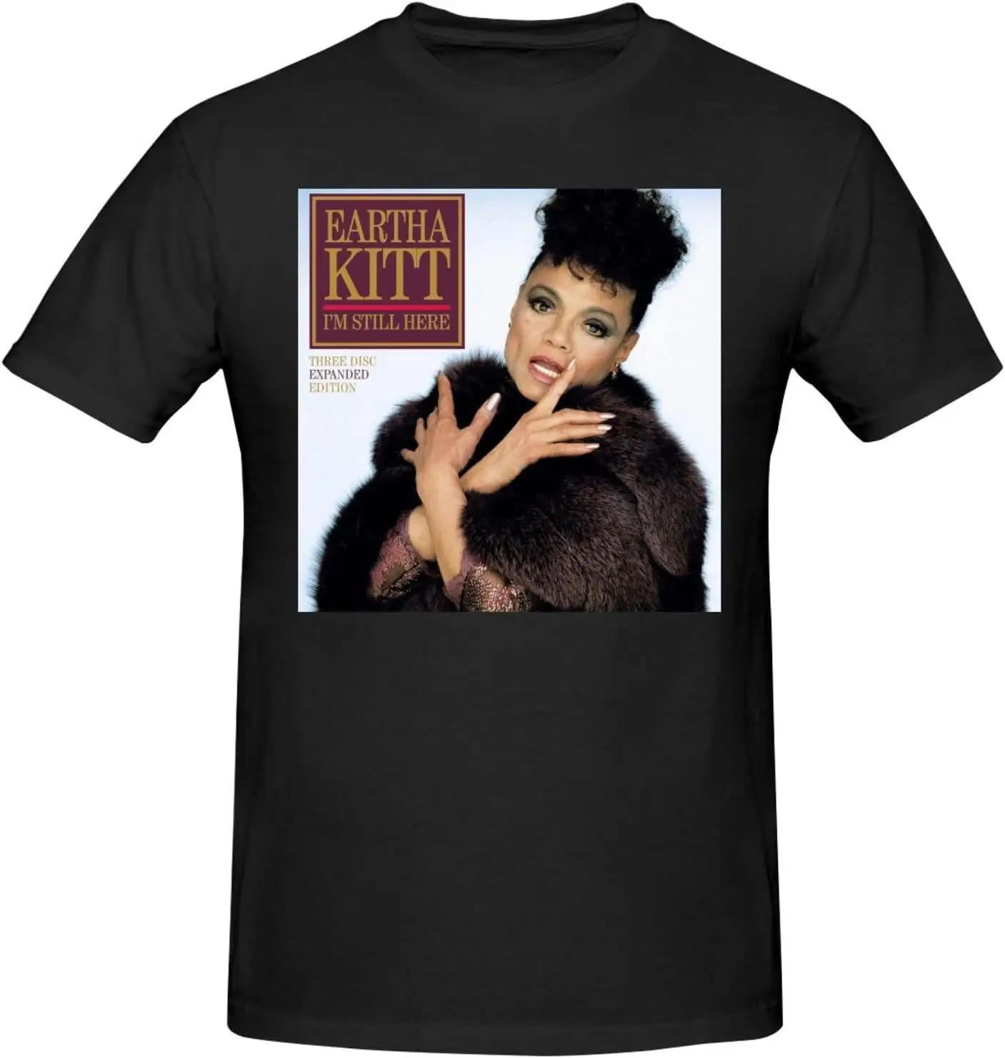 تيشيرتات قطنية بأكمام قصيرة قابلة للتنفس للرجال من Eartha Music Kitt، نمط شخصي، تي شيرت مخصص باللون الأسود